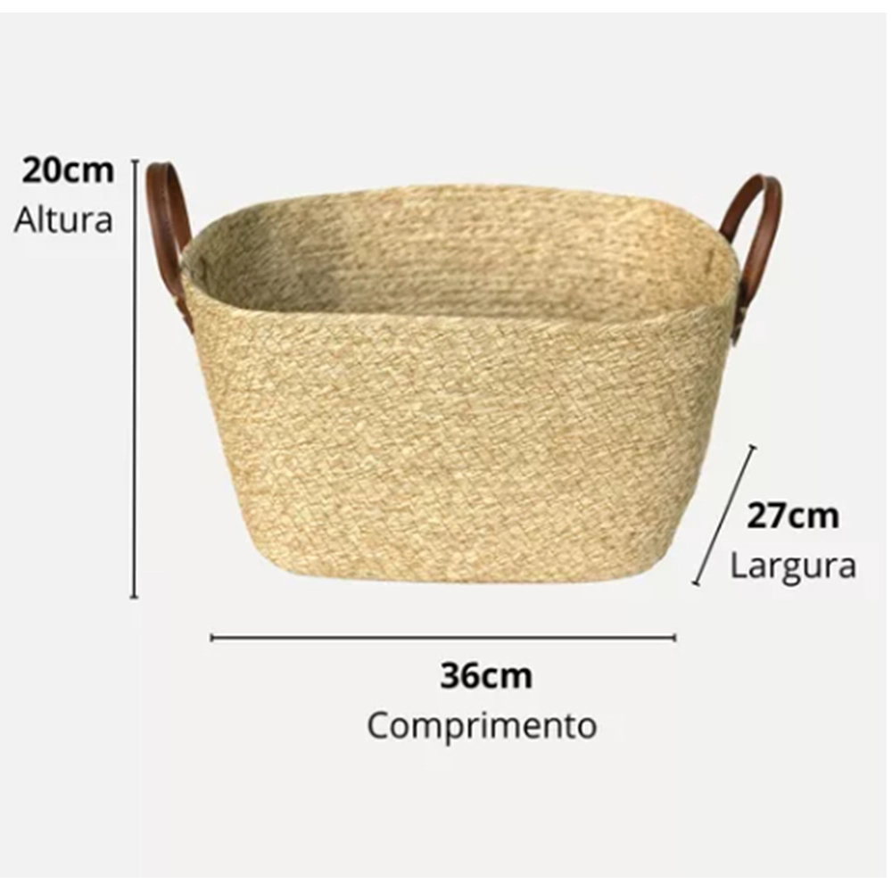 Cesto de Fibra Natural Com Alça Paramount 20 X 27 X 36 Cm