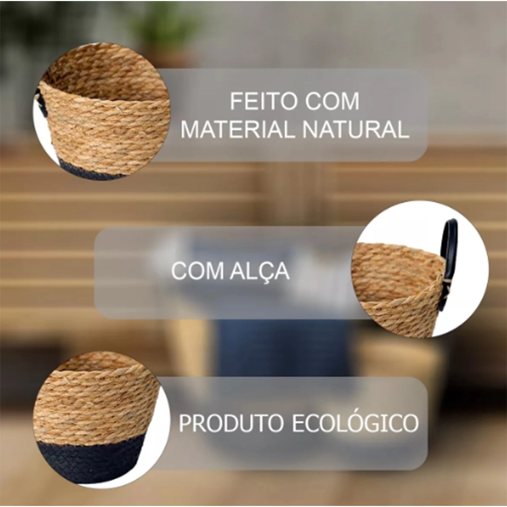 Cesto de Fibra Natural Com Alça Paramount 22 X 28 Cm Cesto de Fibra Natural Com Alça Paramount 22 X 28 Cm