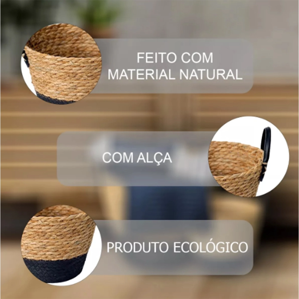 Cesto de Fibra Natural Com Alça Paramount 28 X 33 Cm Cesto de Fibra Natural Com Alça Paramount 28 X 33 Cm