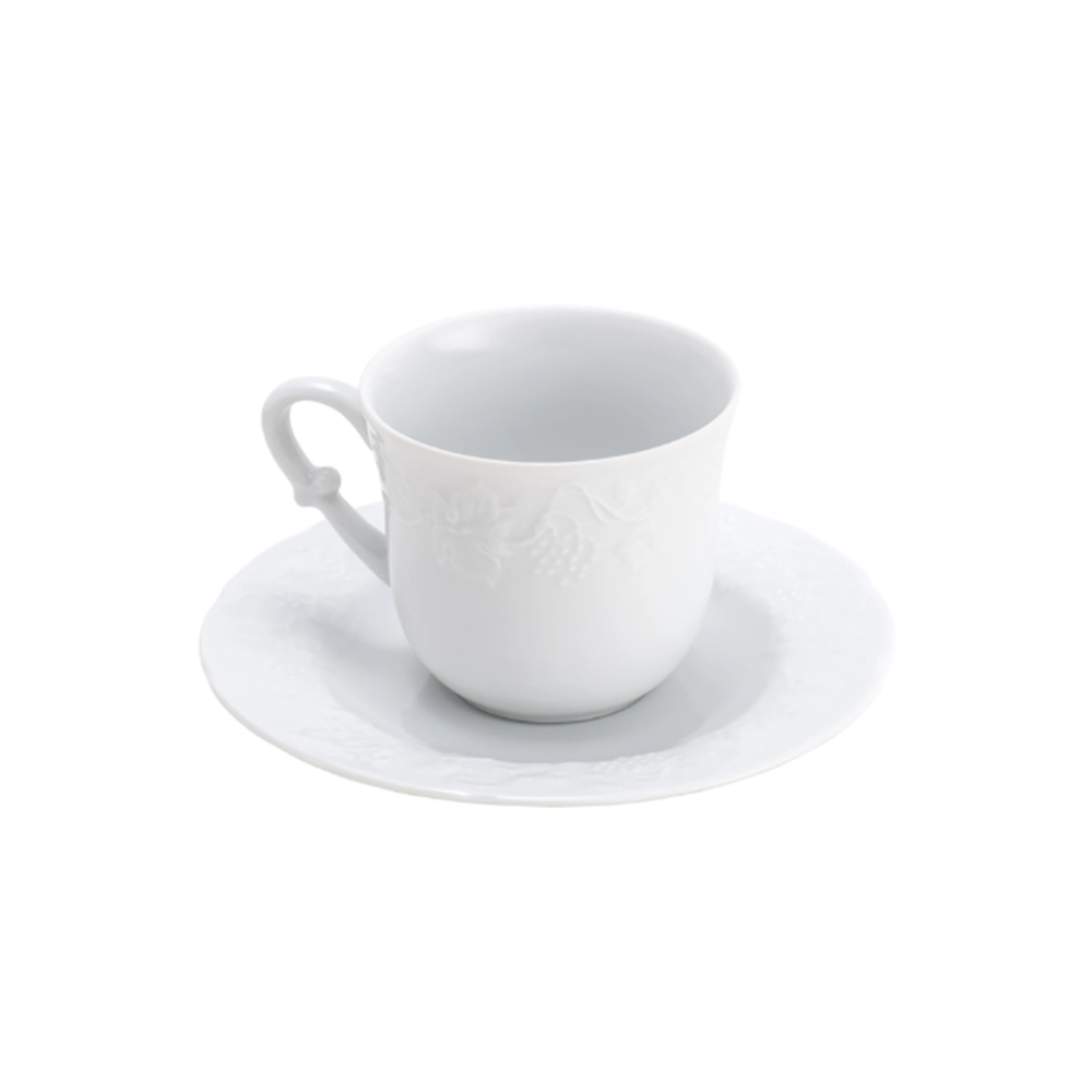 Conjunto 6 Xicaras de Cafe de Porcelana Limoges Com Pires Vendange 100ml - Wolff