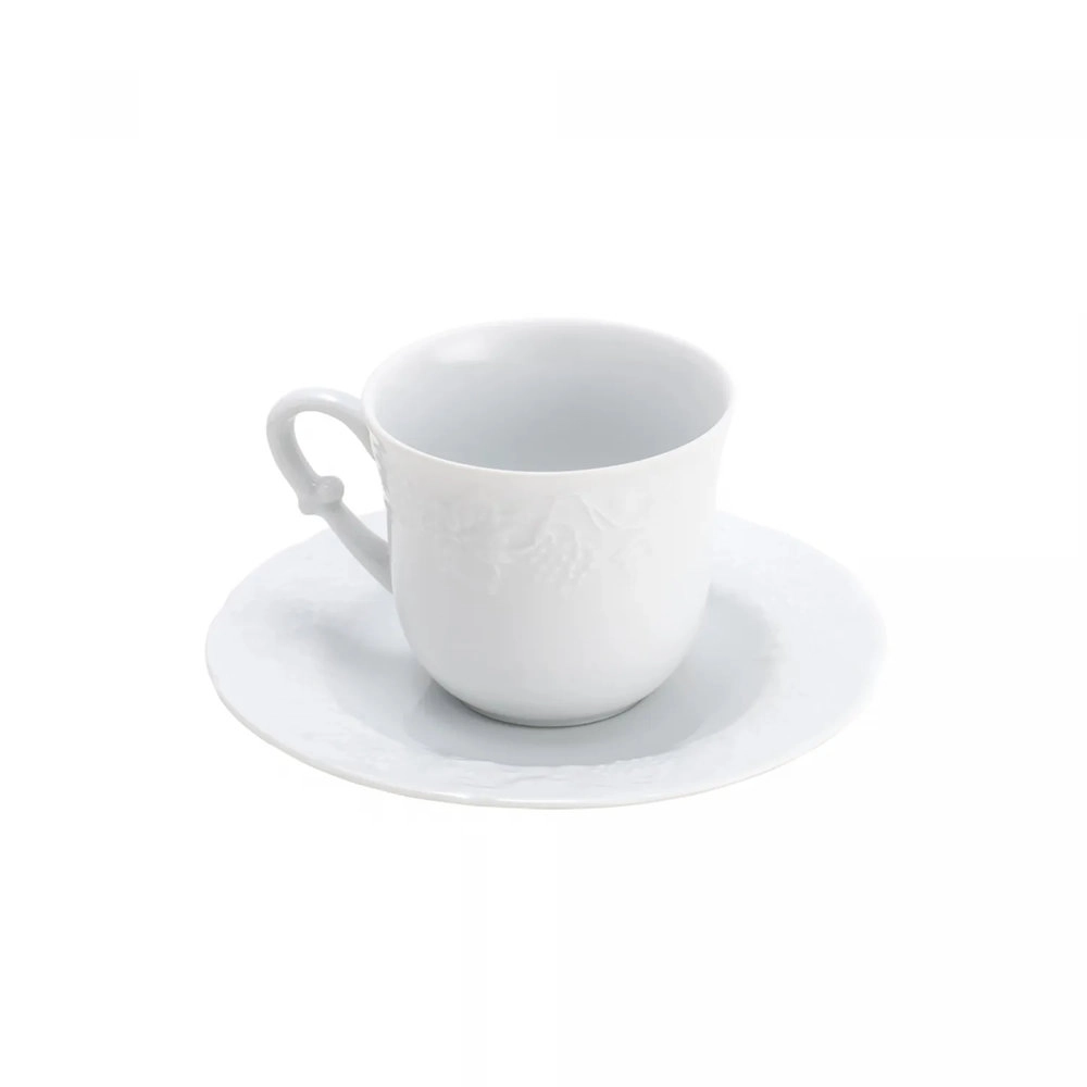 Conjunto 6 Xicaras de Cafe de Porcelana Limoges Com Pires Vendange 100ml - Wolff
