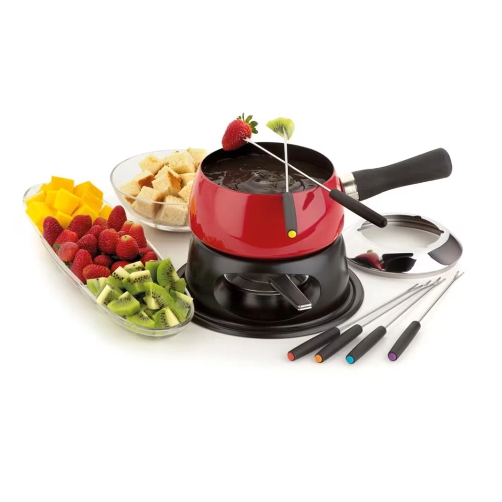 Conjunto Para Fondue Forma Inox Cervinia Vermelho – 12 Pecas