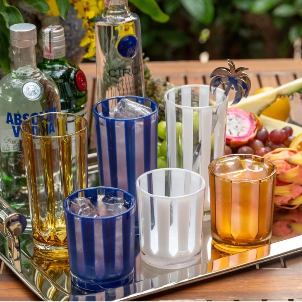 Copo Baixo Ribeiro e Pavani Acrílico Stripes Ambar Copo Baixo Ribeiro e Pavani Acrílico Stripes Ambar