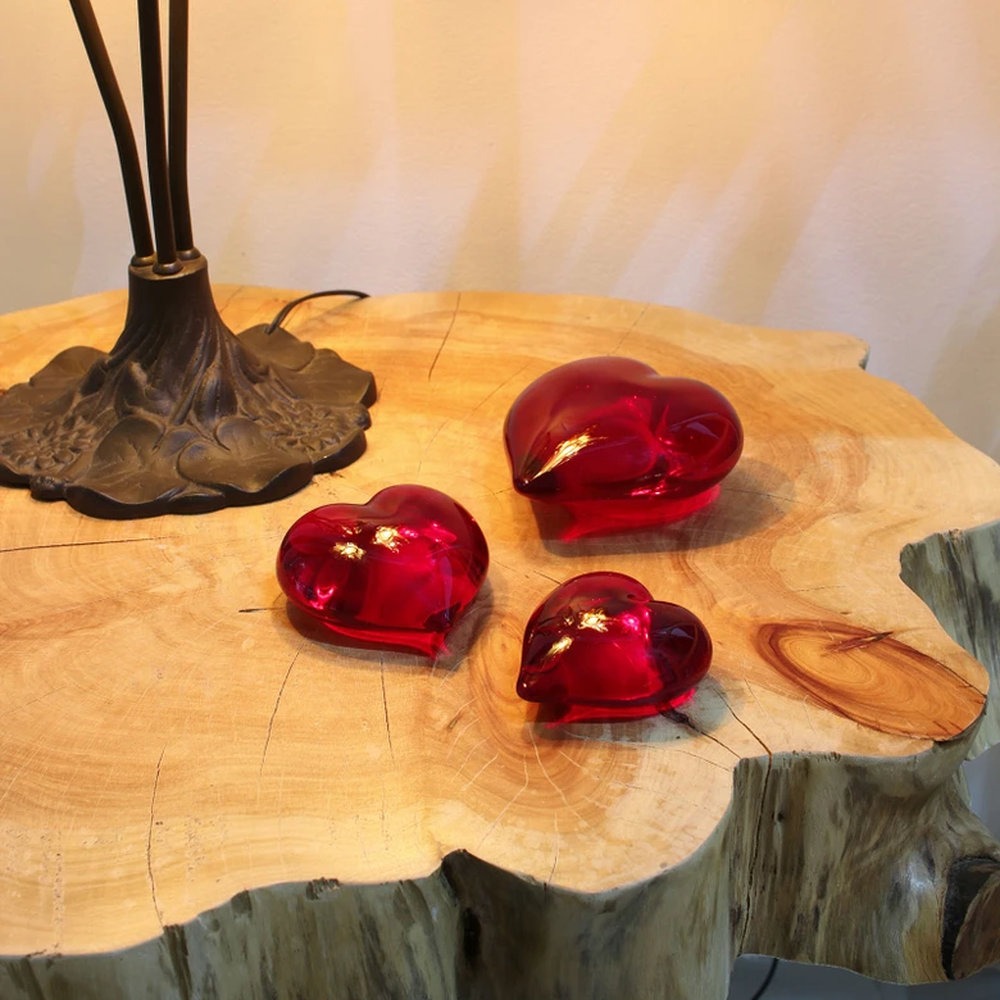 Escultura Coracao Cristais Ca D'oro Vermelho 9 Cm