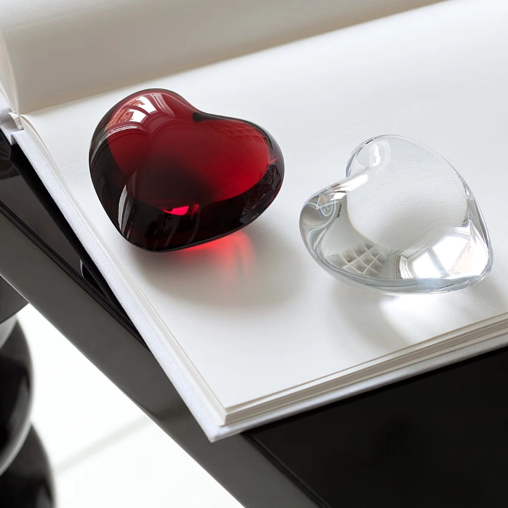 Escultura Em Cristal Baccarat Coeur Cupid Heart Vermelho