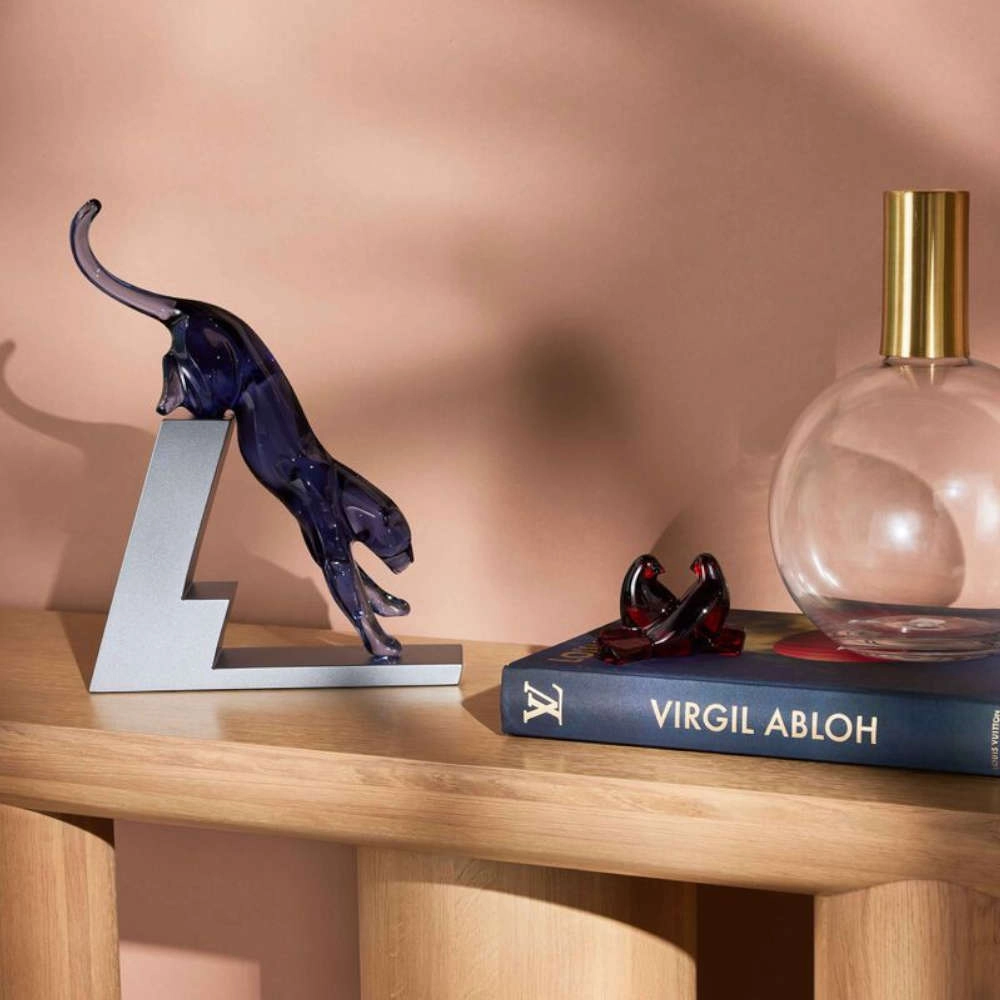 Escultura Em Cristal Baccarat Pantera Azul Midnight