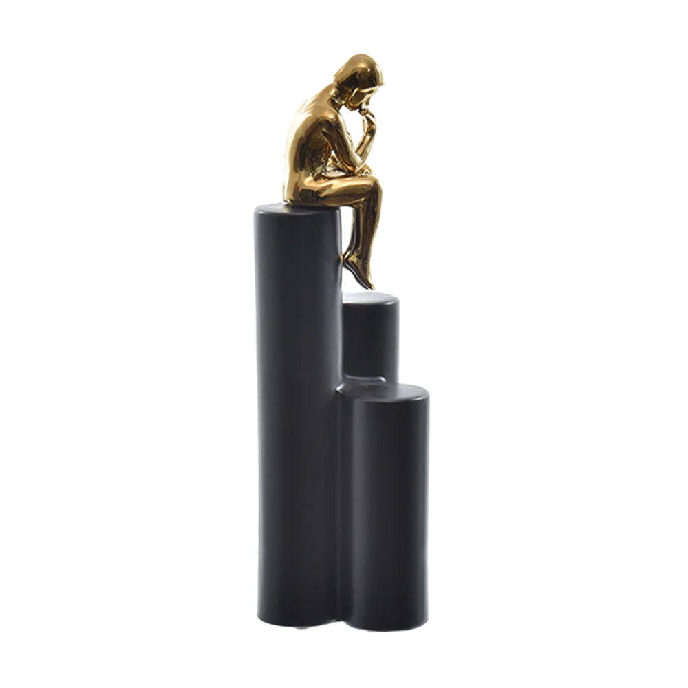 Escultura Home Collection Figura Sentada Na Base 35 Cm