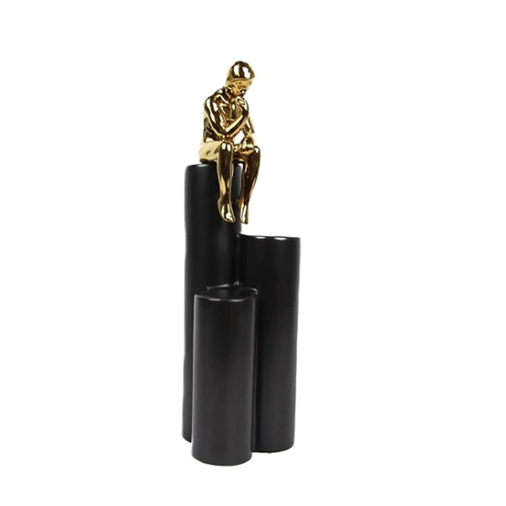 Escultura Home Collection Figura Sentada Na Base 35 Cm