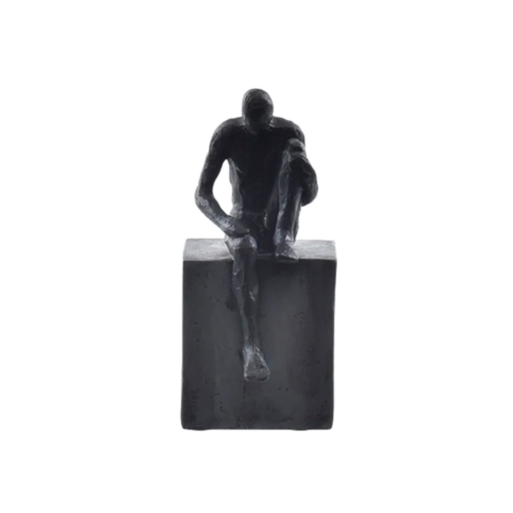 Escultura Home Collection Homem Sentado Refletindo 16 Cm