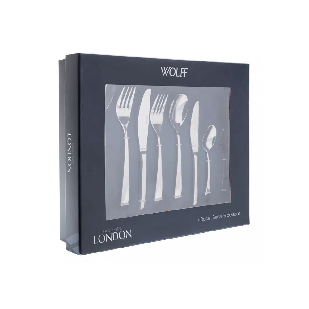 Faqueiro C/ 48 Pecas Aco Inox Wolf London Faqueiro C/ 48 Pecas Aco Inox Wolf London