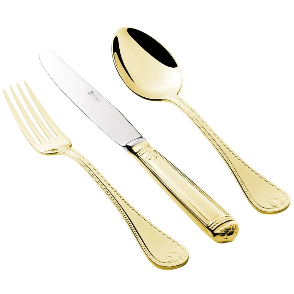 Faqueiro C/ 130 peças Aço Inox St. James Pérola Dourado