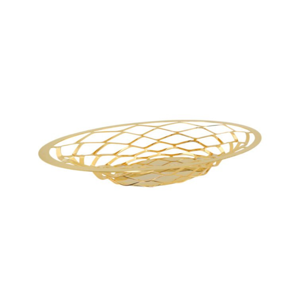 Fruteira / Cesto Para Pão Riva Diamante Pequeno Ouro 24k Fruteira / Cesto Para Pão Riva Diamante Pequeno Ouro 24k