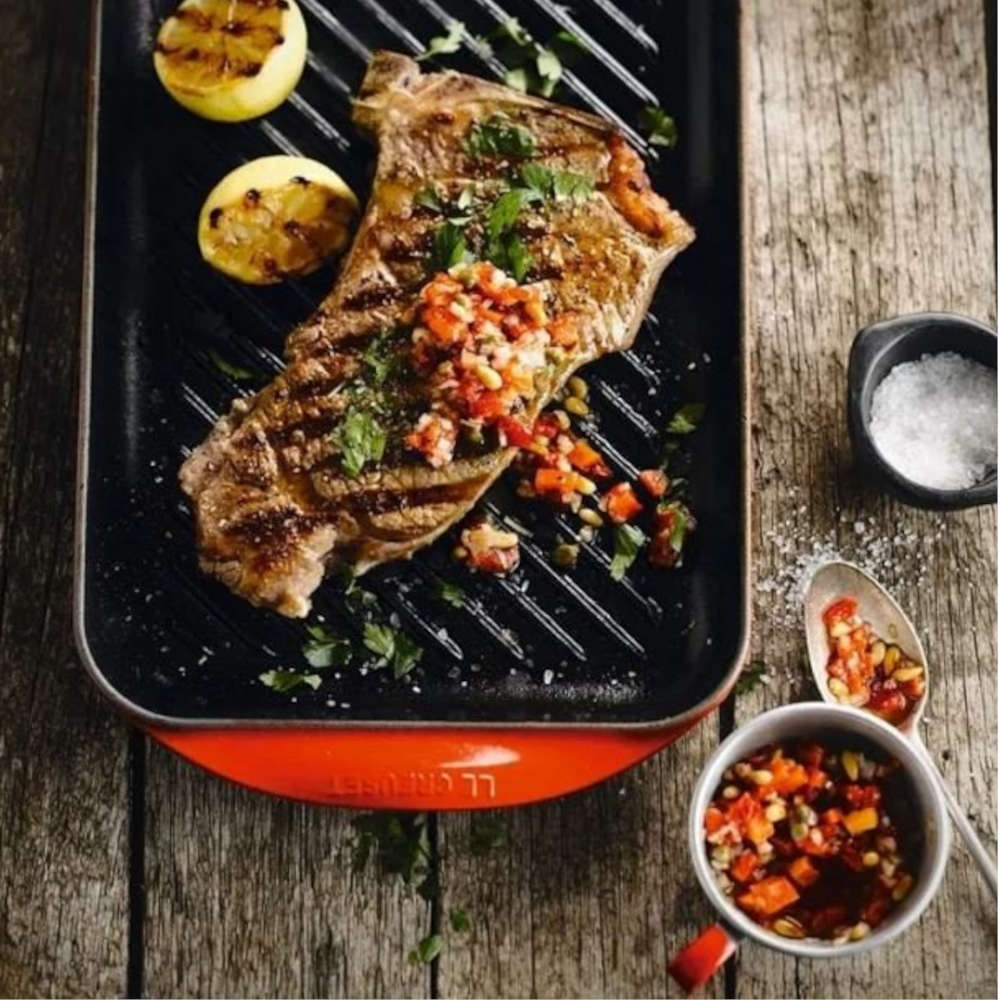 Grelha Retangular Rasa 32 Cm Laranja Le Creuset