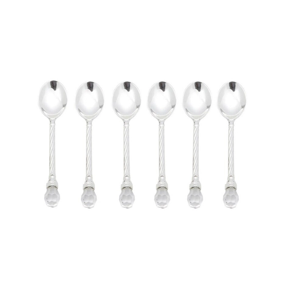 Jc C/6 Colheres P/cafe Zamac Silver Plated Cristal