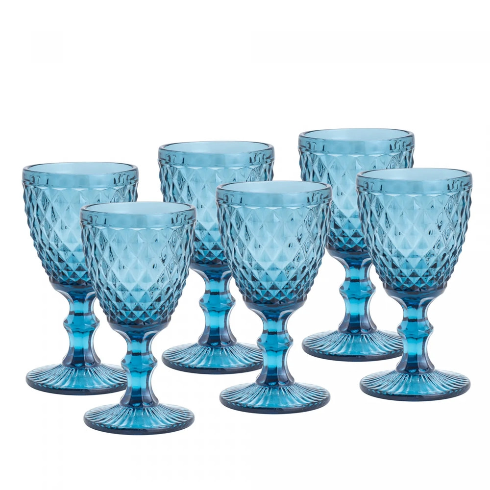 Jg C/6 Tacas P/agua Bico de Abacaxi Azul 325ml Jg C/6 Tacas P/agua Bico de Abacaxi Azul 325ml