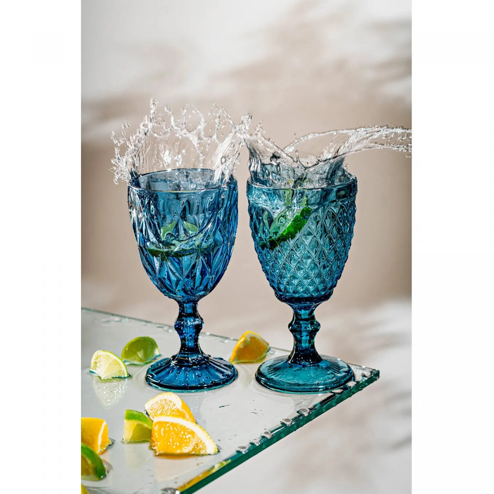 Jg C/6 Tacas P/agua Bico de Abacaxi Azul 325ml Jg C/6 Tacas P/agua Bico de Abacaxi Azul 325ml