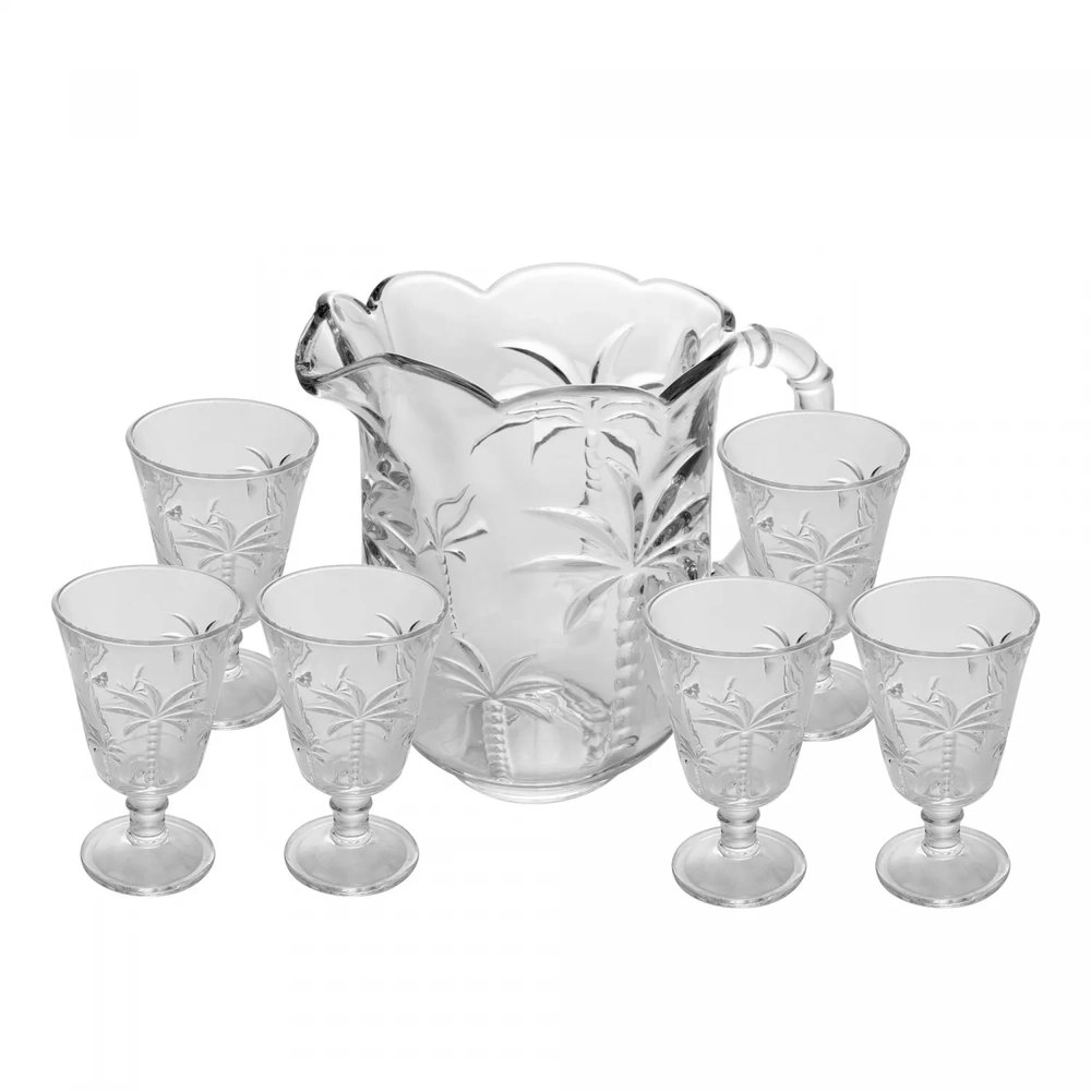 Jg C/ 7 Pcs Jarra+6 Tacas Palm - 1,3l/240ml