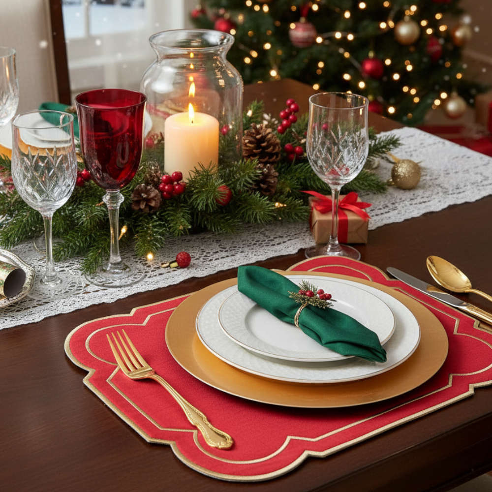 Jogo Americano Retangular Flor de Liss Poesia Natal 40 X 50 Cm