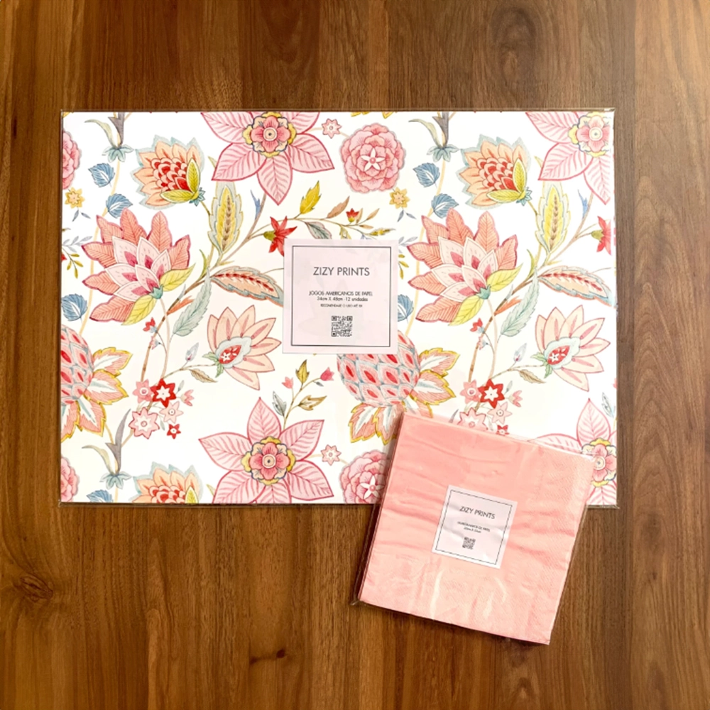 Jogo C/ 12 Lugares Americanos Magenta - Zizy Prints