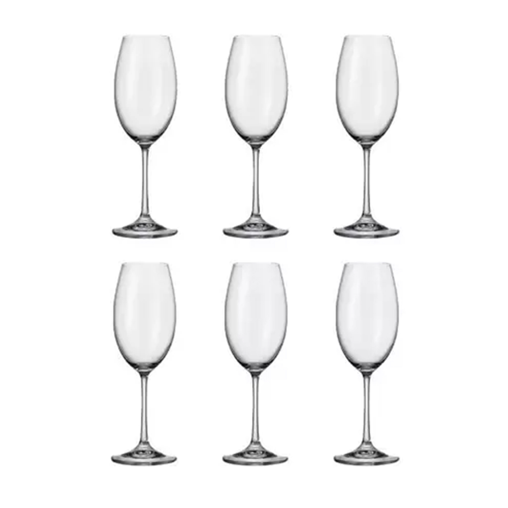 Jogo C / 6 Tacas Para Vinho Chardonnay Bohemia Barbara 400 Ml