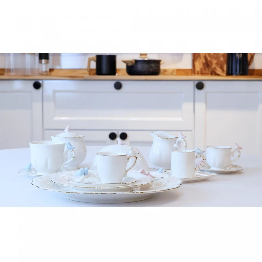 Jogo C/ 6 Xicaras Para Cafe Wolff Birds Round Plat 100 Ml