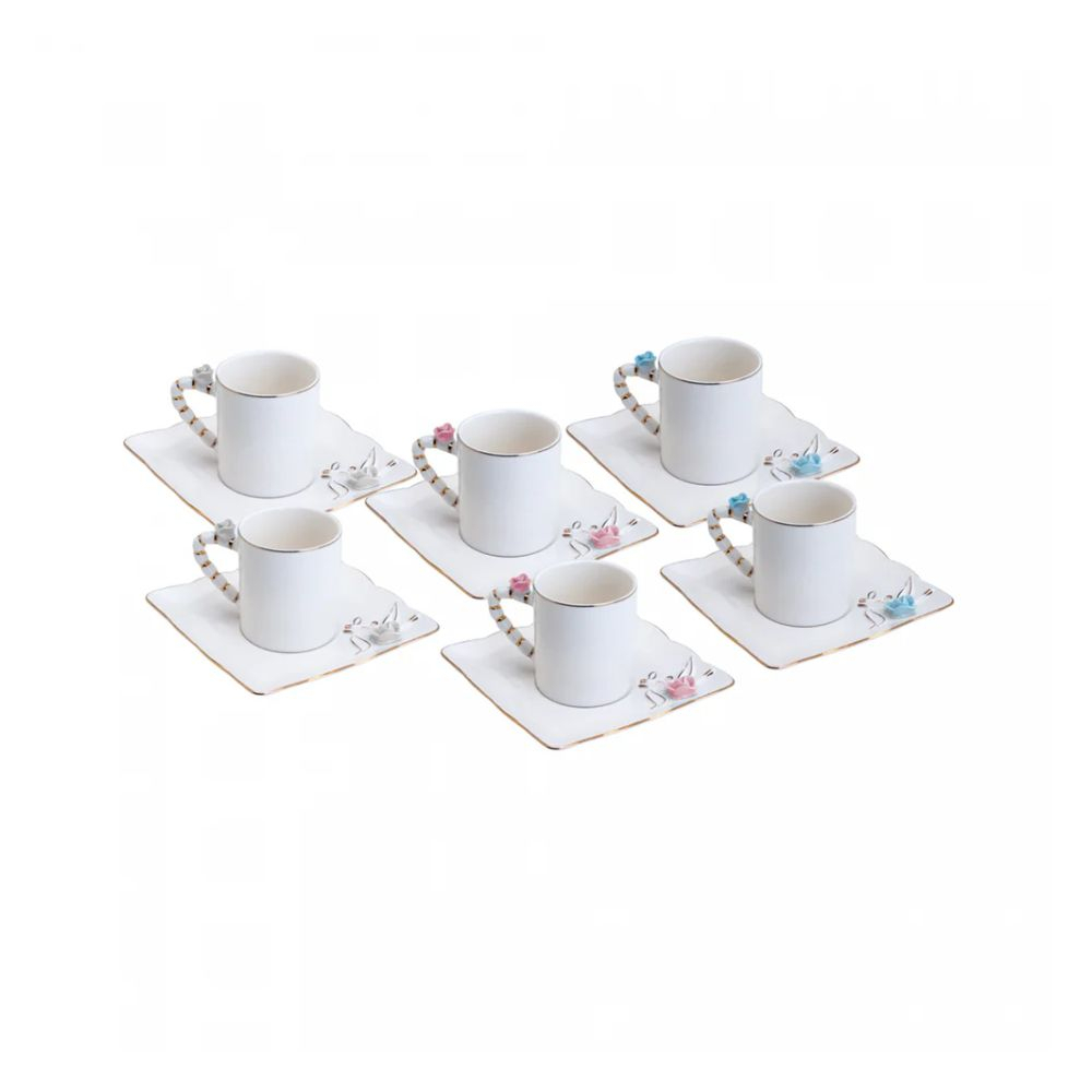 Jogo C/ 6 Xicaras Para Cafe Wolff Flower Square Plate 80 Ml