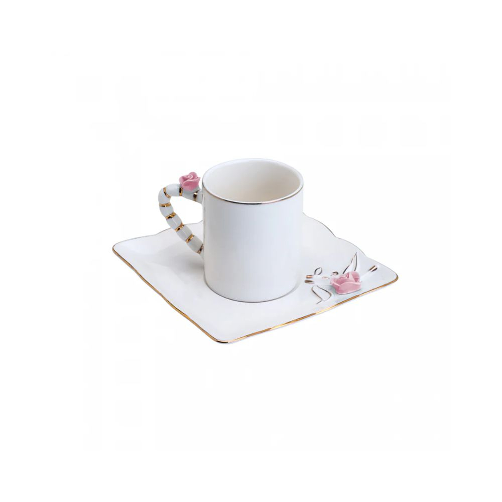 Jogo C/ 6 Xicaras Para Cafe Wolff Flower Square Plate 80 Ml