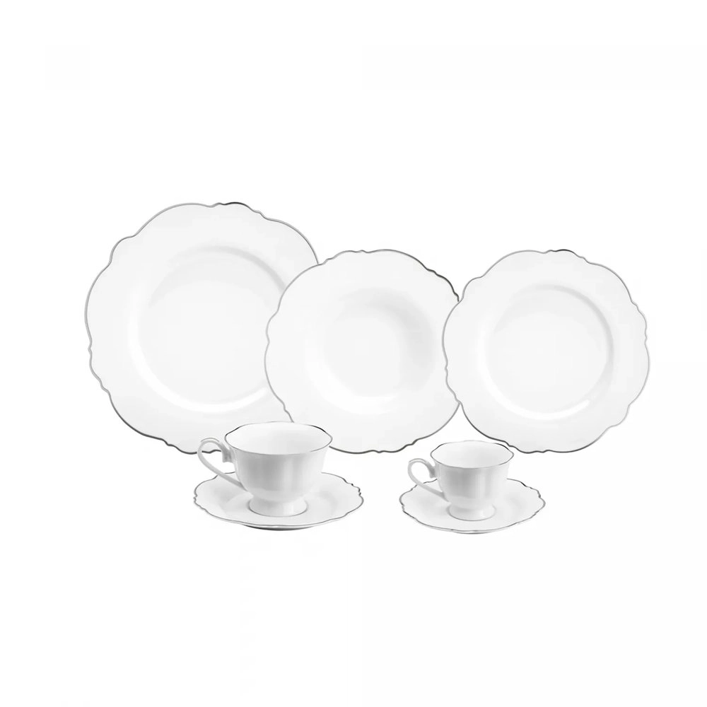 Aparelho de Jantar 42 Pecas Wolff Maldivas C/ Fio de Prata Aparelho de Jantar 42 Pecas Wolff Maldivas C/ Fio de Prata