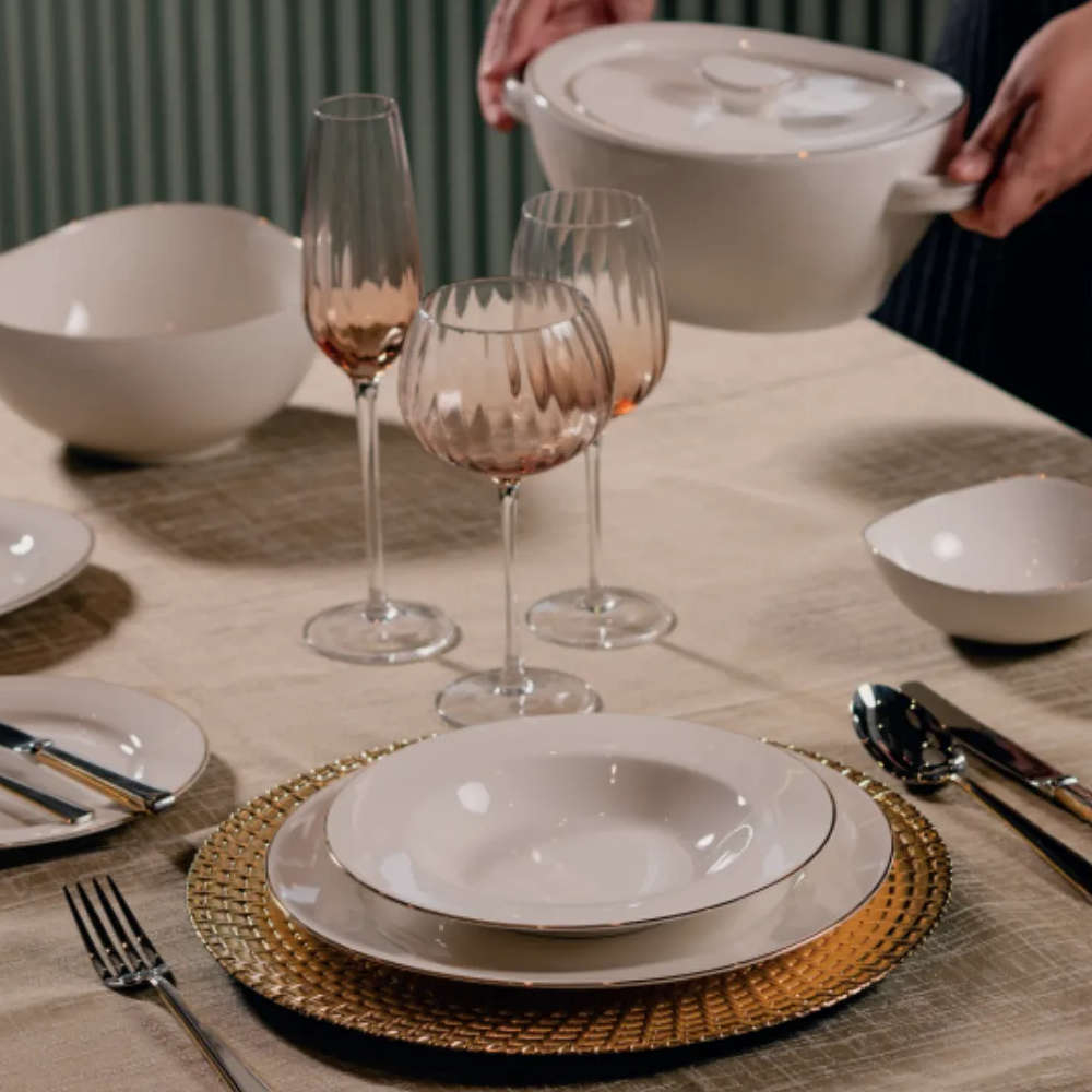 Jogo de Jantar 50 Pecas Adelle Filete Ouro L'hermitage