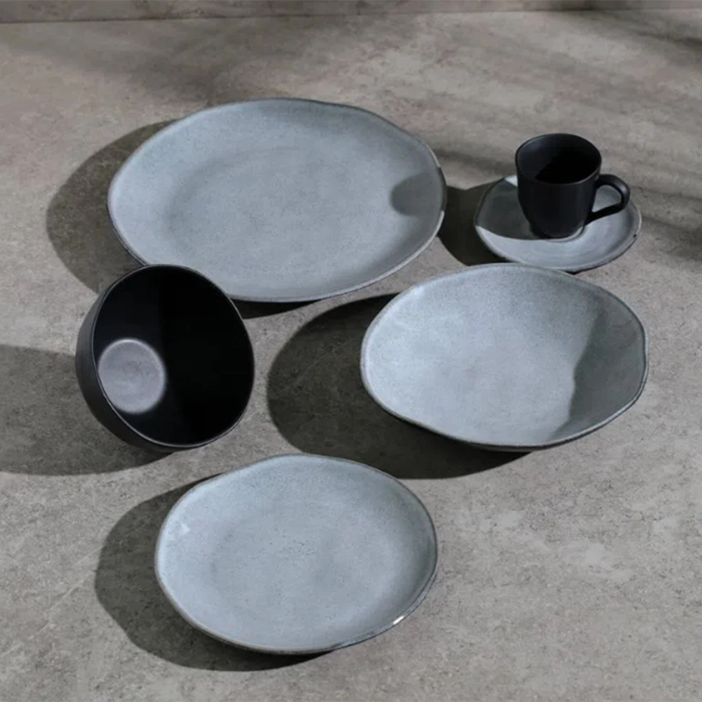 Jogo de Pratos Fundos Porto Brasil Orgânico Concreto 22,5 Cm - 6 Peças
