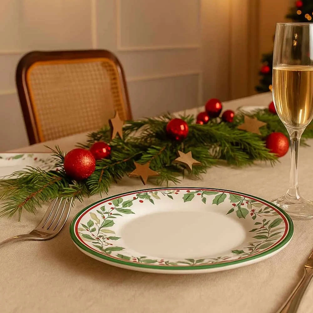 Jogo de Pratos Rasos Azevinho Ceramica Alleanza 6 Pecas Jogo de Pratos Rasos Azevinho Ceramica Alleanza 6 Pecas