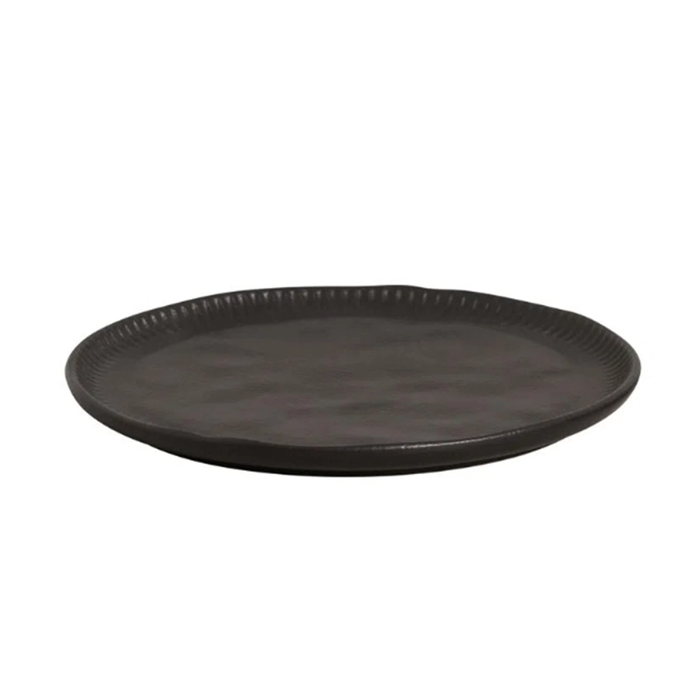 Jogo de Pratos Rasos Porto Brasil Linhas Preto Matte 27,5 Cm - 6 Peças