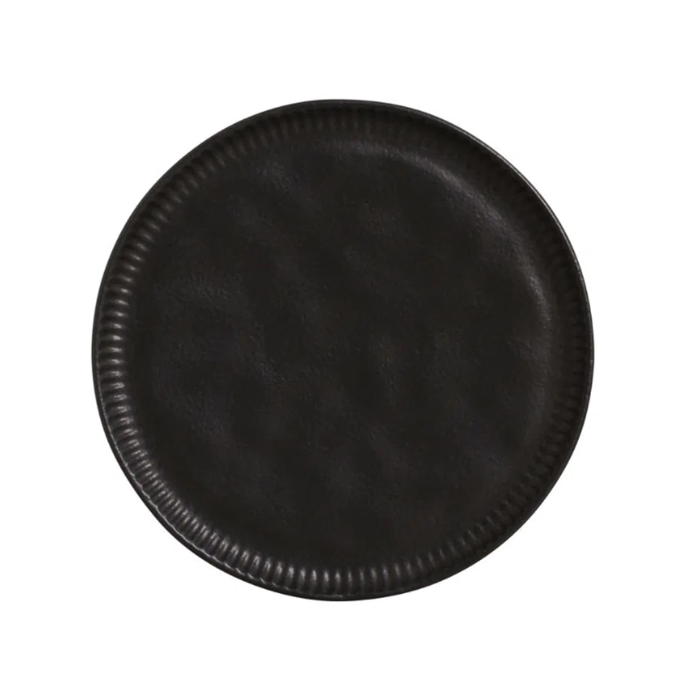 Jogo de Pratos Rasos Porto Brasil Linhas Preto Matte 27,5 Cm - 6 Peças