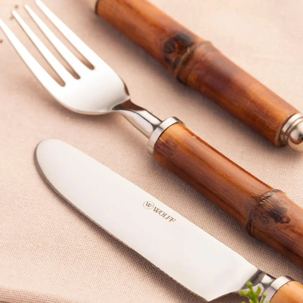 Jogo de Talheres de Mesa Wolff Bamboo Escuro - 6 Pecas Jogo de Talheres de Mesa Wolff Bamboo Escuro - 6 Pecas