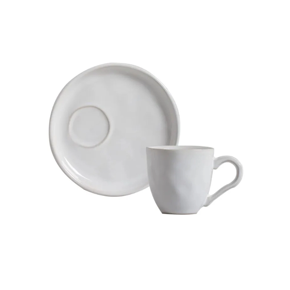 Jogo de Xícaras Para Café Com Pires Descentralizado Porto Brasil Bio New White 70 Ml - 6 Peças