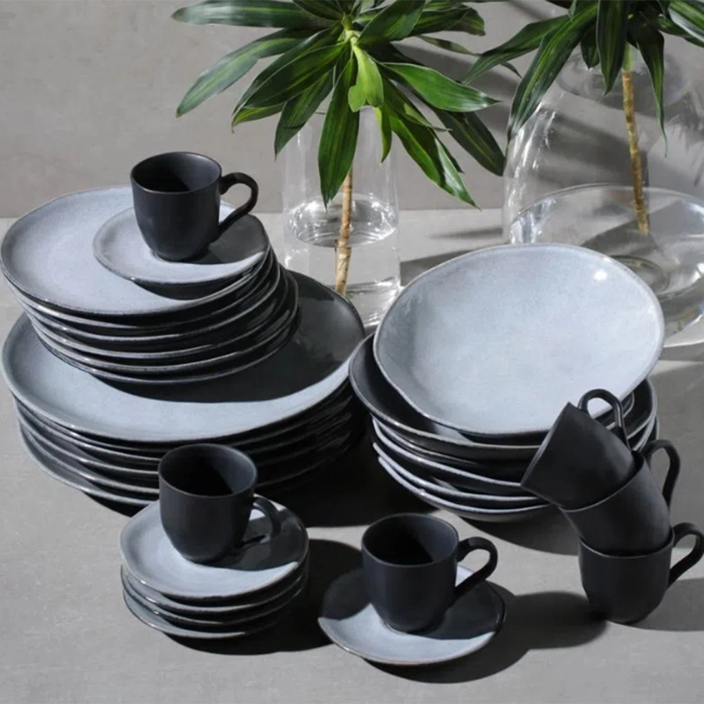 Jogo de Xícaras Para Café Com Pires Porto Brasil Orgânico Concreto 120 Ml - 6 Peças