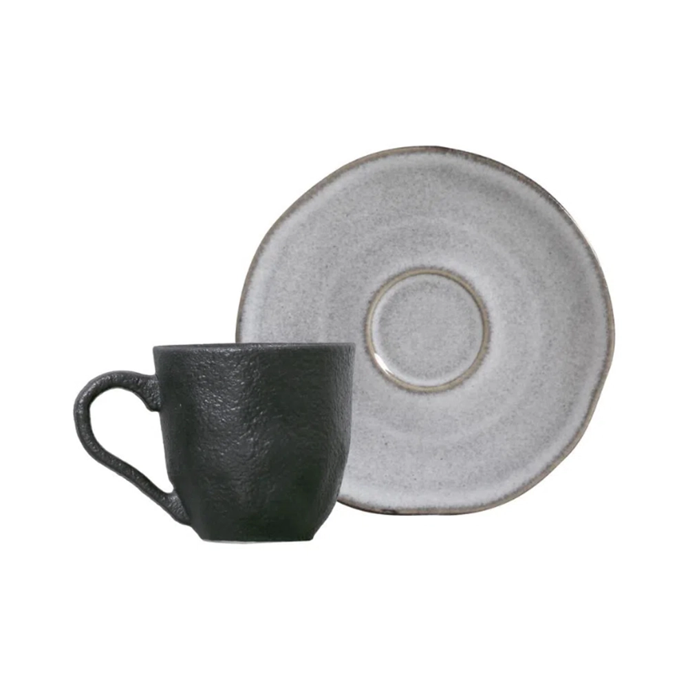 Jogo de Xícaras Para Café Com Pires Porto Brasil Orgânico Concreto 120 Ml - 6 Peças