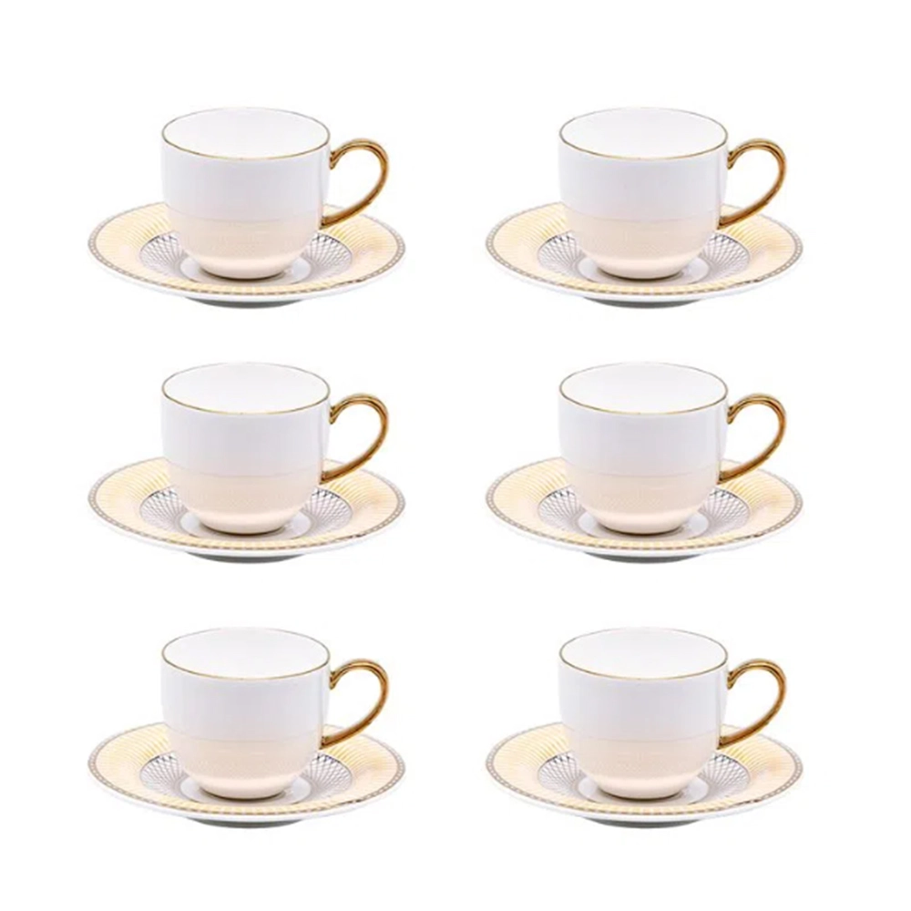 Jogo de Xícaras Para Café Com Pires Strauss Gold Star 110 Ml - 6 Peças