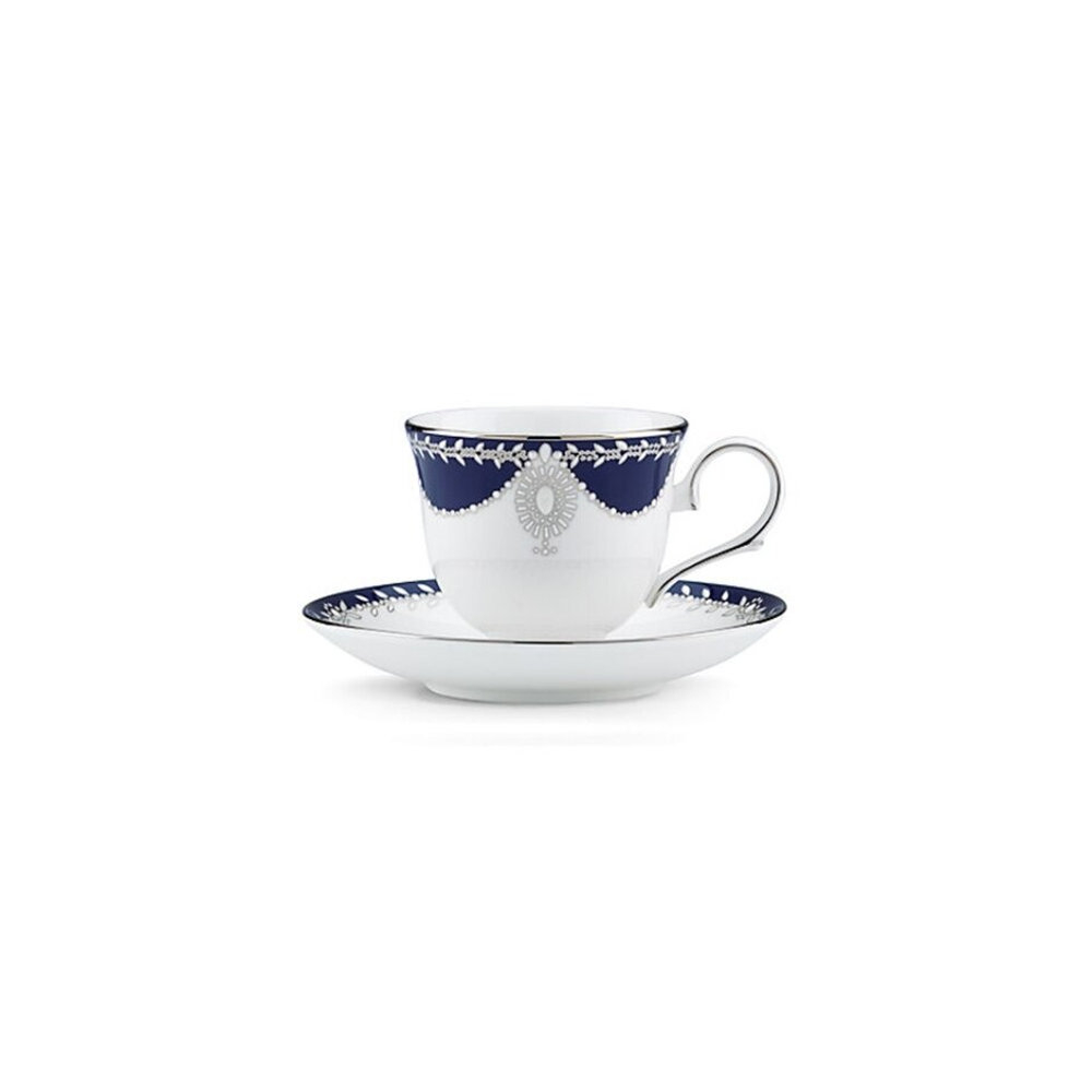 Jogo de Xicaras Para Cafe Com Pires Marchesa By Lenox Empire Pearl Indigo 89 Ml - 6 Pecas