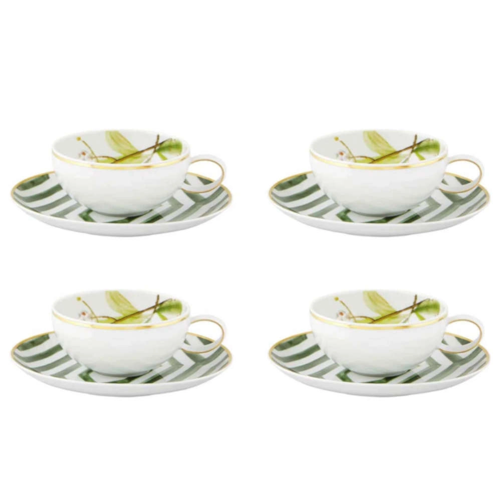 Jogo de Xicaras Para Cha Com Pires Vista Alegre Amazonia 251 Ml - 4 Pecas