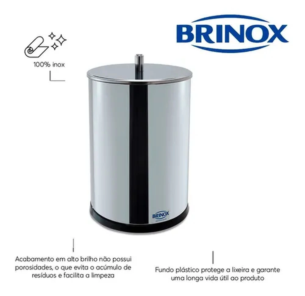 Lixeira Com Tampa Brinox Decorline 7,8 Litros