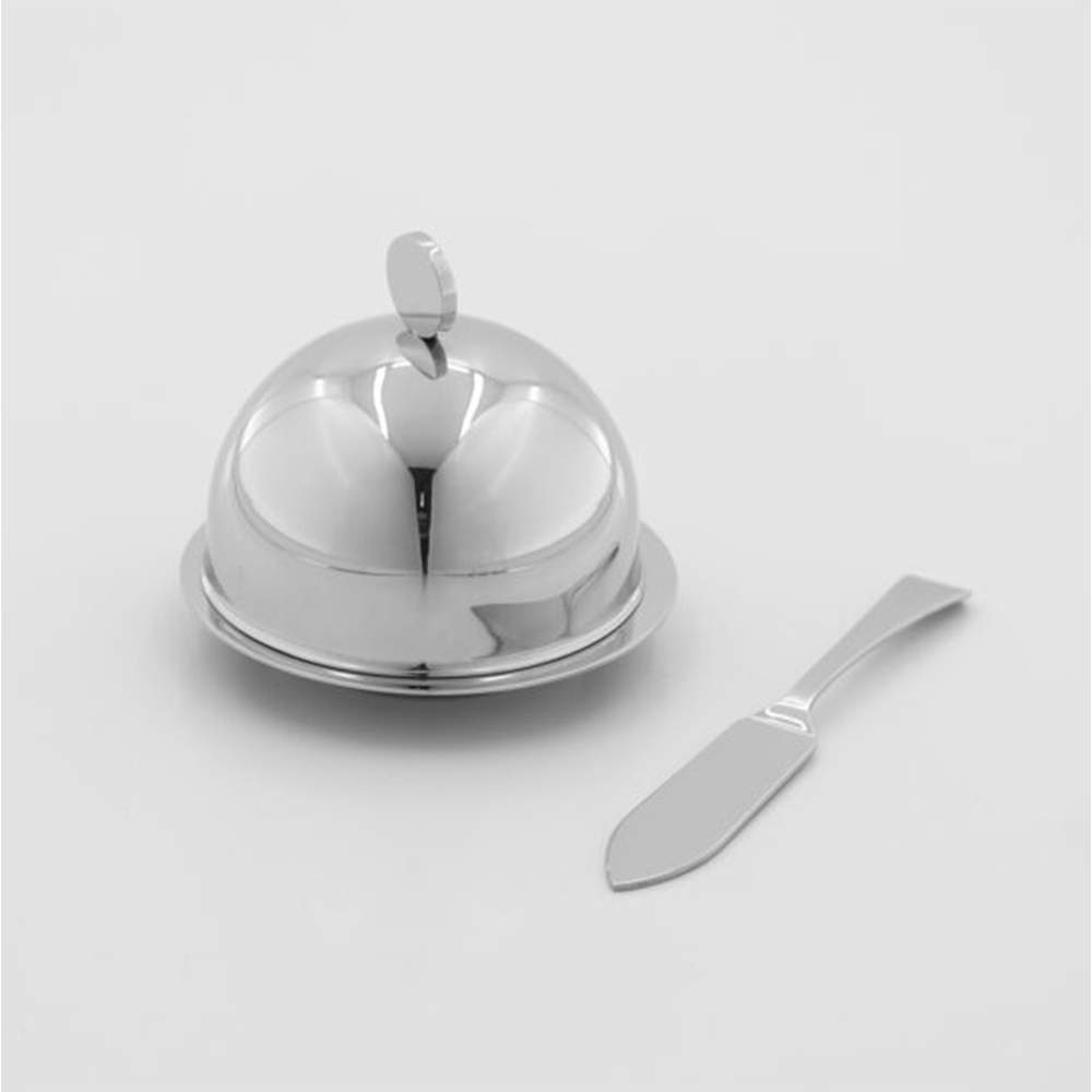 Manteigueira Com Espátula Riva Ravena Aço Inox 8,7 X 7,5 Cm Manteigueira Com Espátula Riva Ravena Aço Inox 8,7 X 7,5 Cm