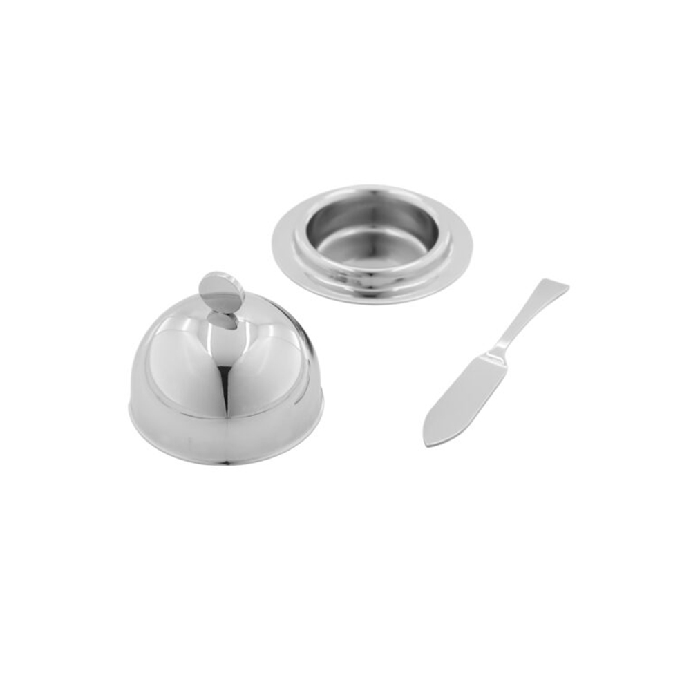 Manteigueira Com Espátula Riva Ravena Aço Inox 8,7 X 7,5 Cm Manteigueira Com Espátula Riva Ravena Aço Inox 8,7 X 7,5 Cm
