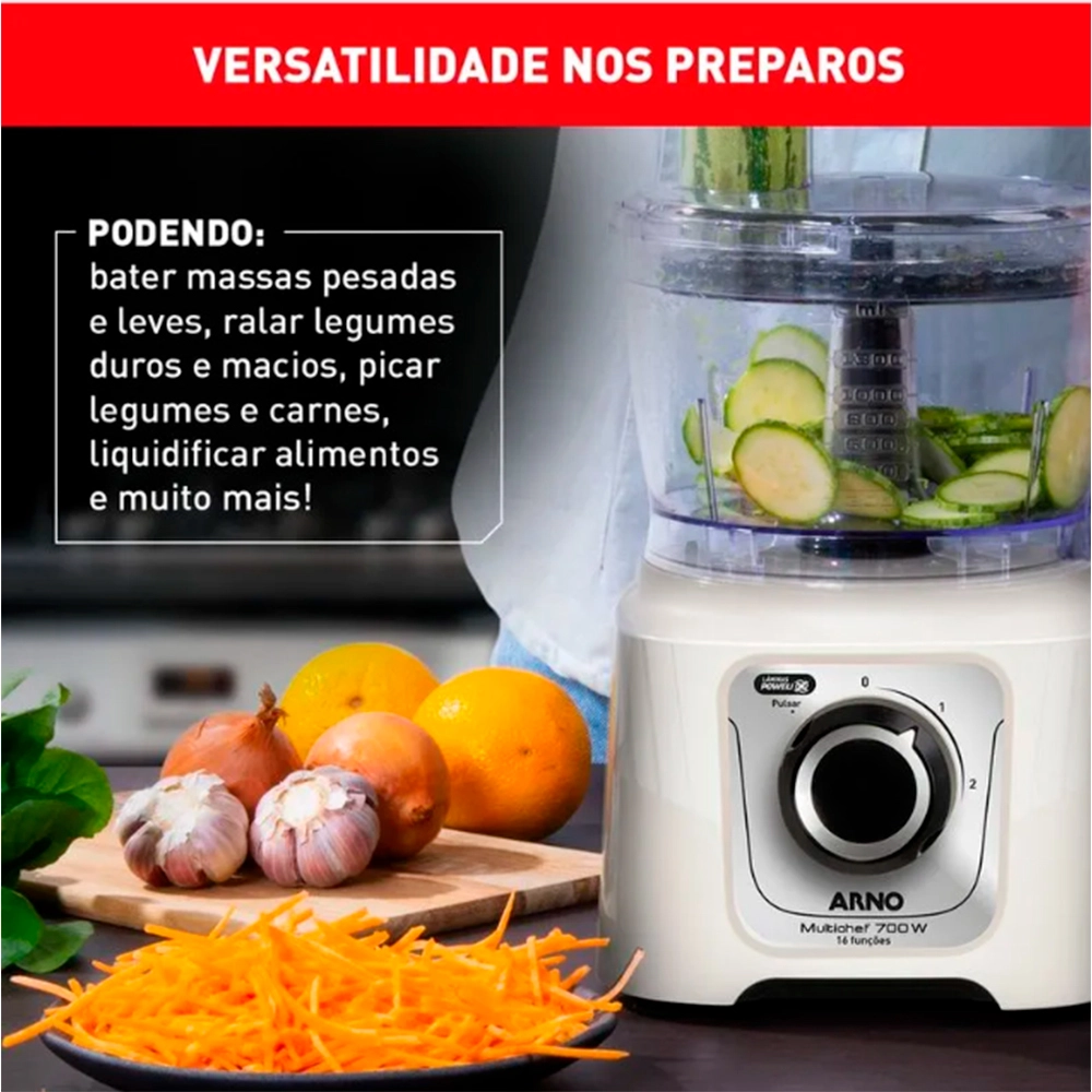 Multiprocessador Arno Multichef 16 Funções Marfim Mp62