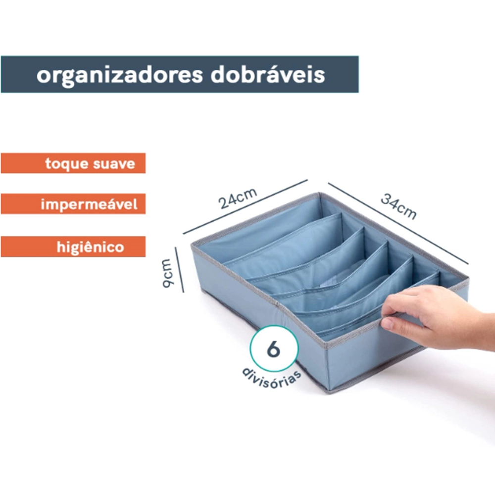 Organizador 6 Divisórias Dobrável Oikos Organizador 6 Divisórias Dobrável Oikos