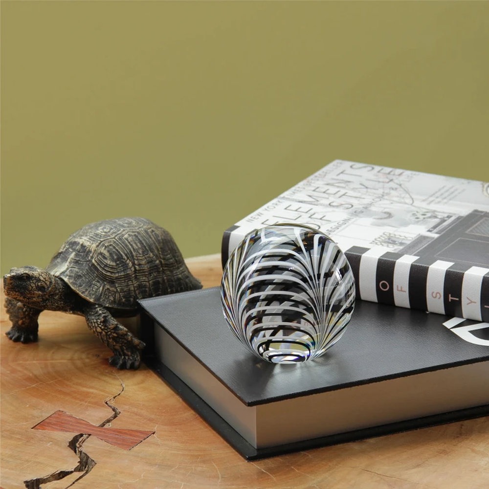 Peso Fenicio Bola Cristais Ca D'oro Preto e Branco 9 Cm