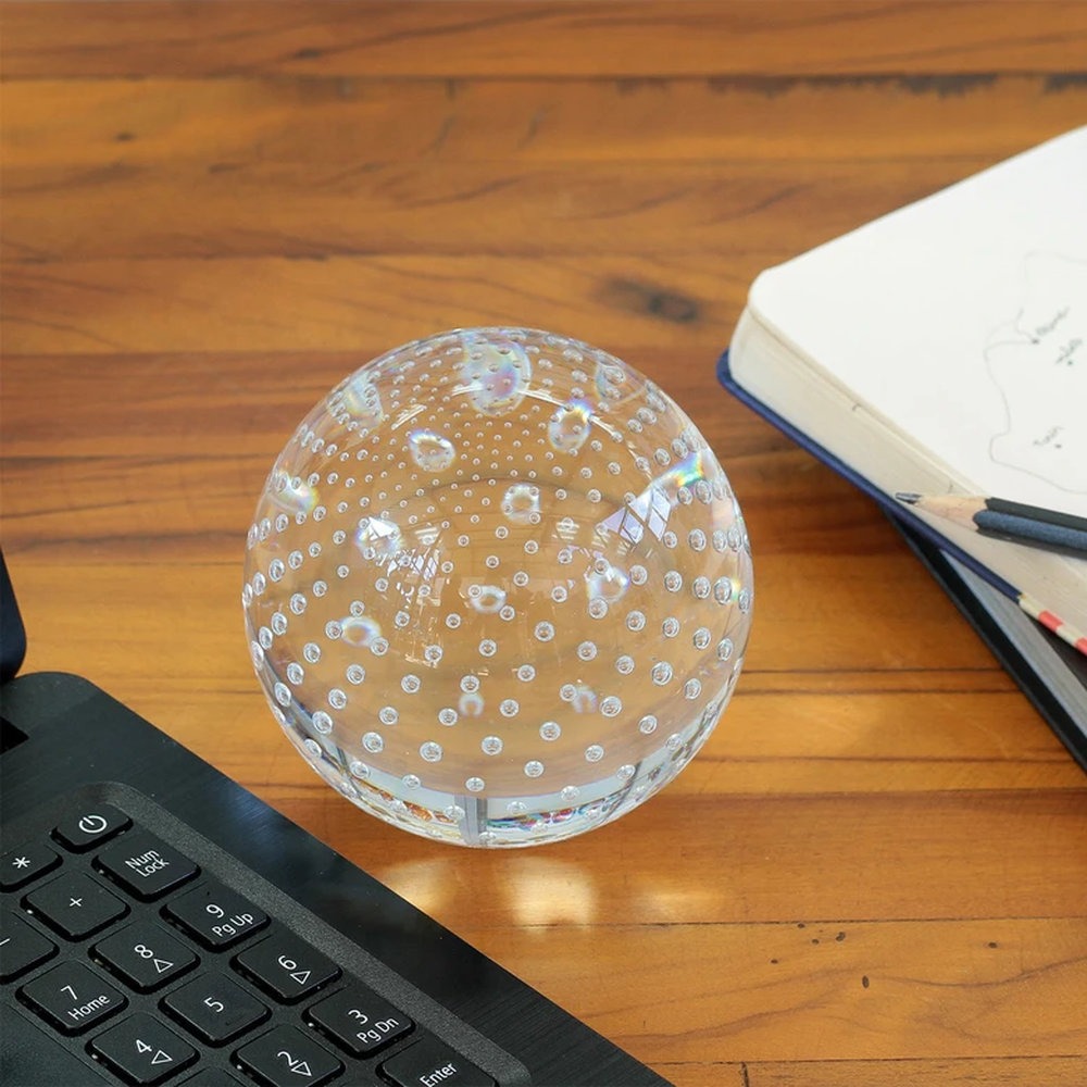 Peso Tela Bola Grande Cristais Ca D'oro Transparente 9 Cm