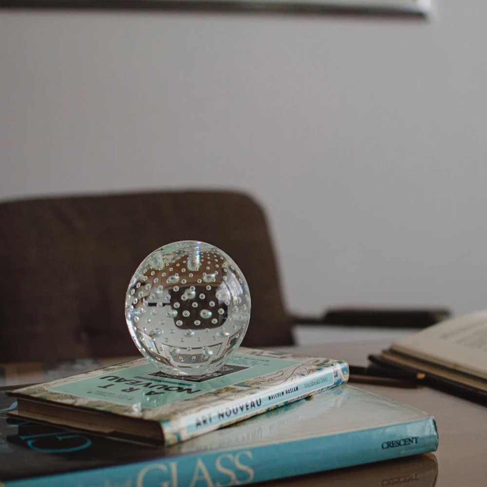 Peso Tela Bola Grande Cristais Ca D'oro Transparente 9 Cm