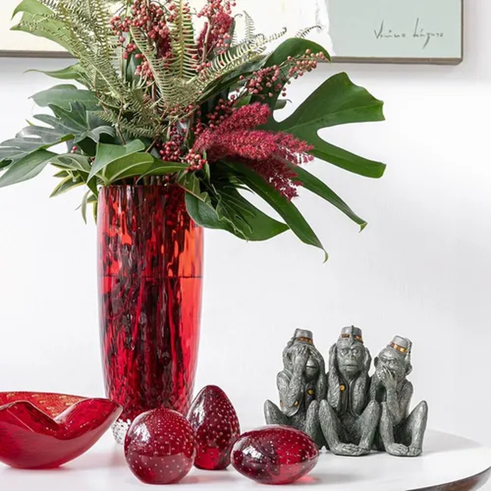 Peso Tela Bola Grande Cristais Ca D'oro Vermelho 9 Cm