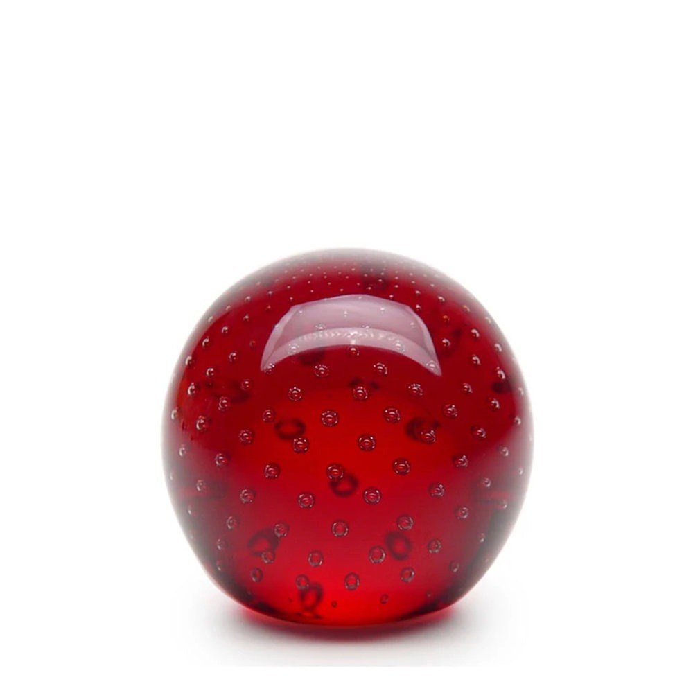 Peso Tela Bola Grande Cristais Ca D'oro Vermelho 9 Cm